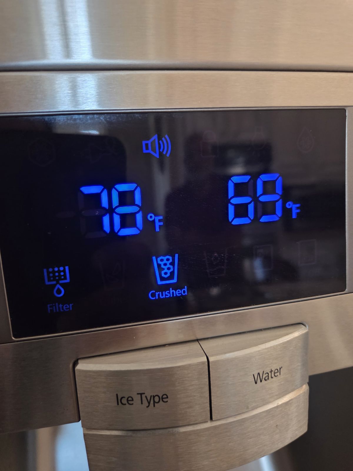 Refrigerator temperature display panel after repair
