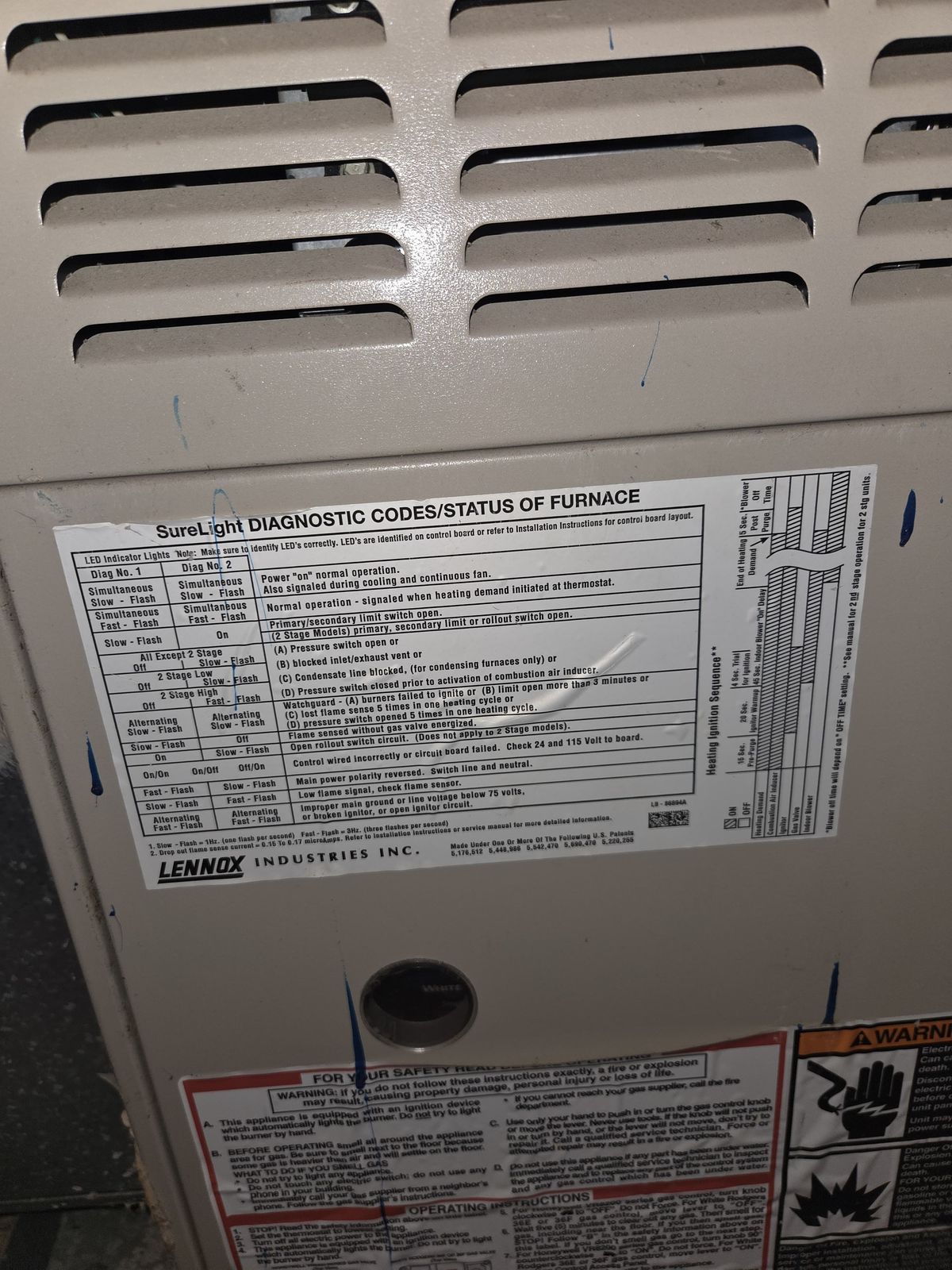Furnace with diagnostic panel during heating service